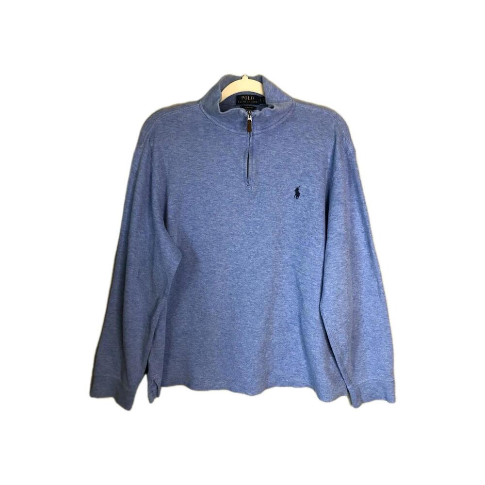 Polo Ralph Lauren Estate Ribbed 1/4 Zip Blue Pullover Large